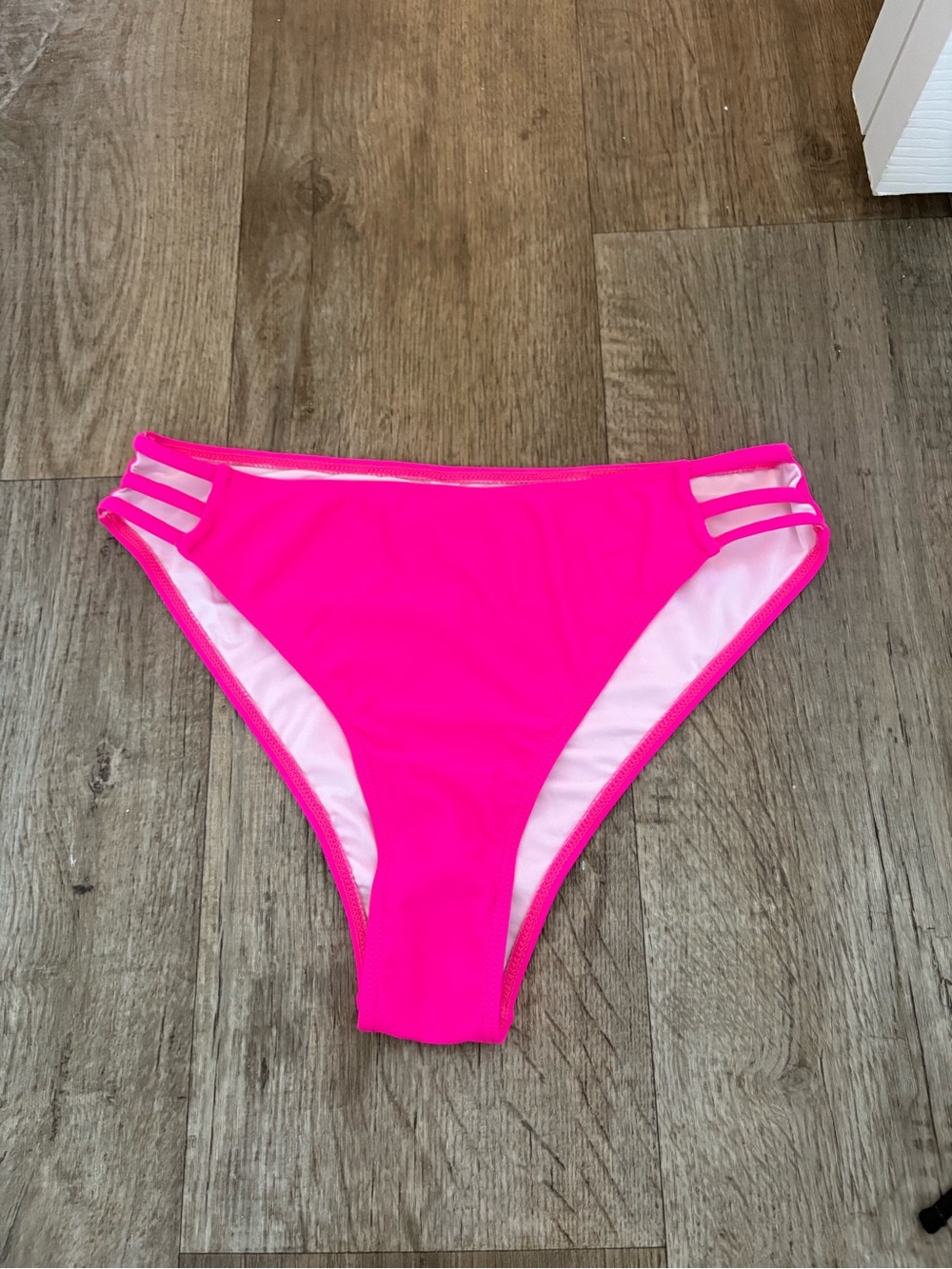 Women's Strappy Neon Pink Bikini Bottom